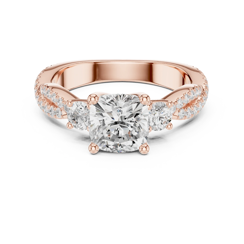 2.81 CTW Cushion Cut Classic Pavé Moissanite Halo Engagement Diamond Ring in 10K White Gold