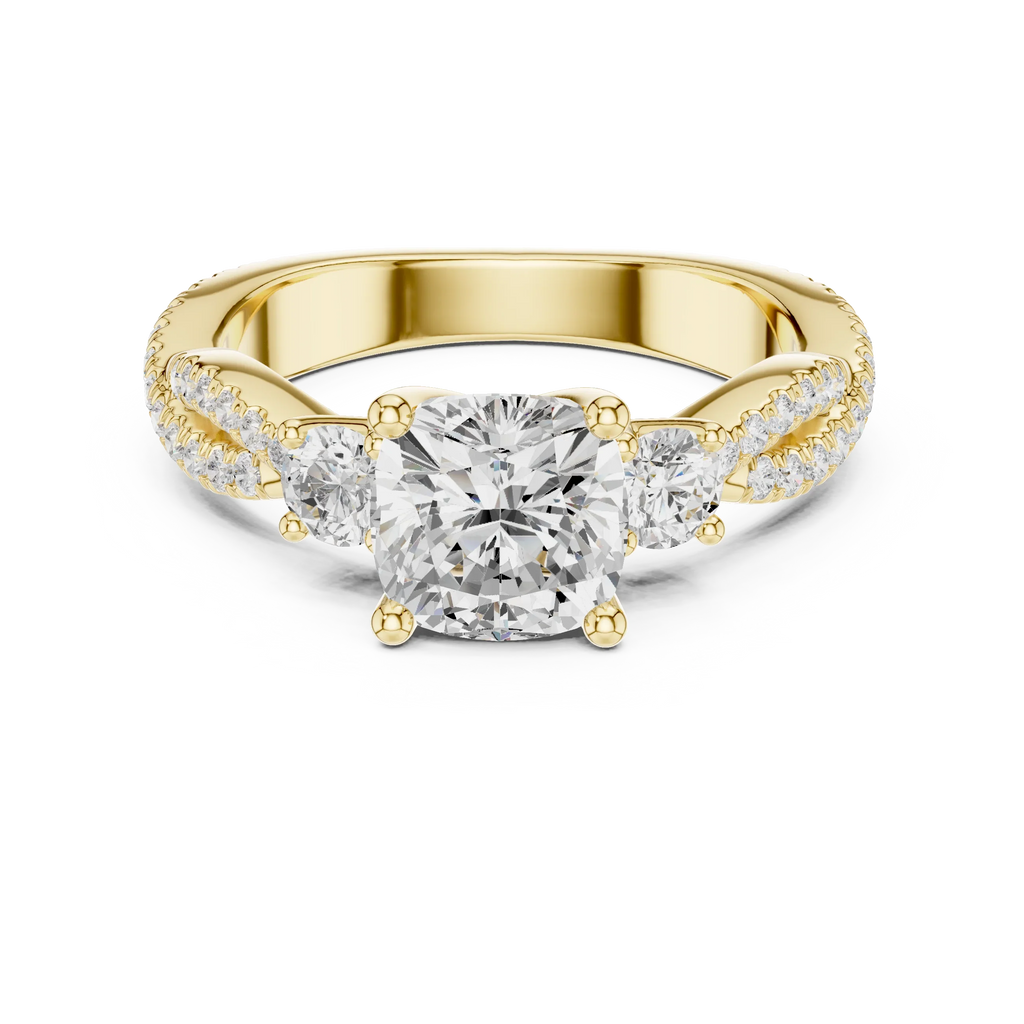 2.81 CTW Cushion Cut Classic Pavé Moissanite Halo Engagement Diamond Ring in 10K White Gold