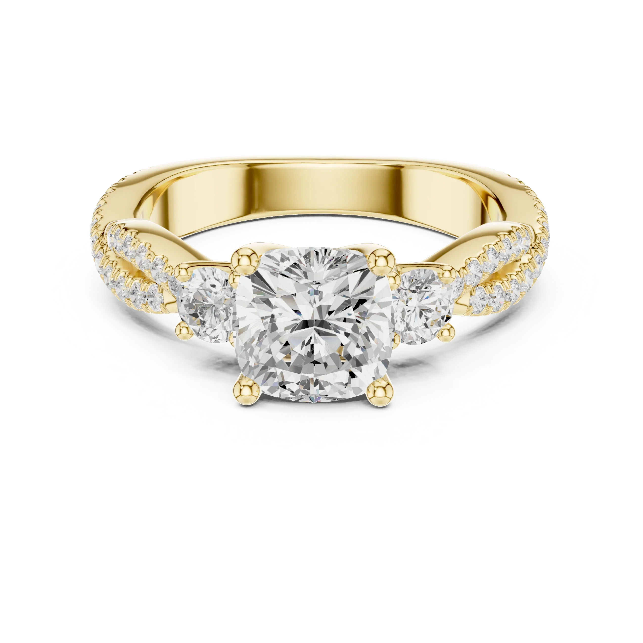2.81 CTW Cushion Cut Classic Pavé Moissanite Halo Engagement Diamond Ring in 10K White Gold