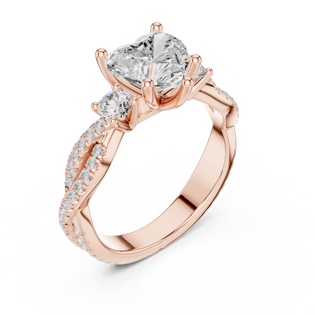2.81 CTW Heart Cut Classic Pavé Moissanite Halo Engagement Diamond Ring in 10K White Gold