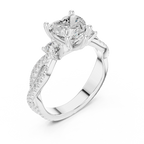 2.81 CTW Heart Cut Classic Pavé Moissanite Halo Engagement Diamond Ring in 10K White Gold