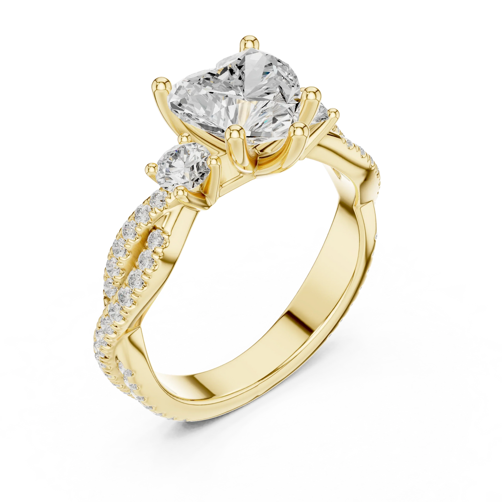 2.81 CTW Heart Cut Classic Pavé Moissanite Halo Engagement Diamond Ring in 10K White Gold