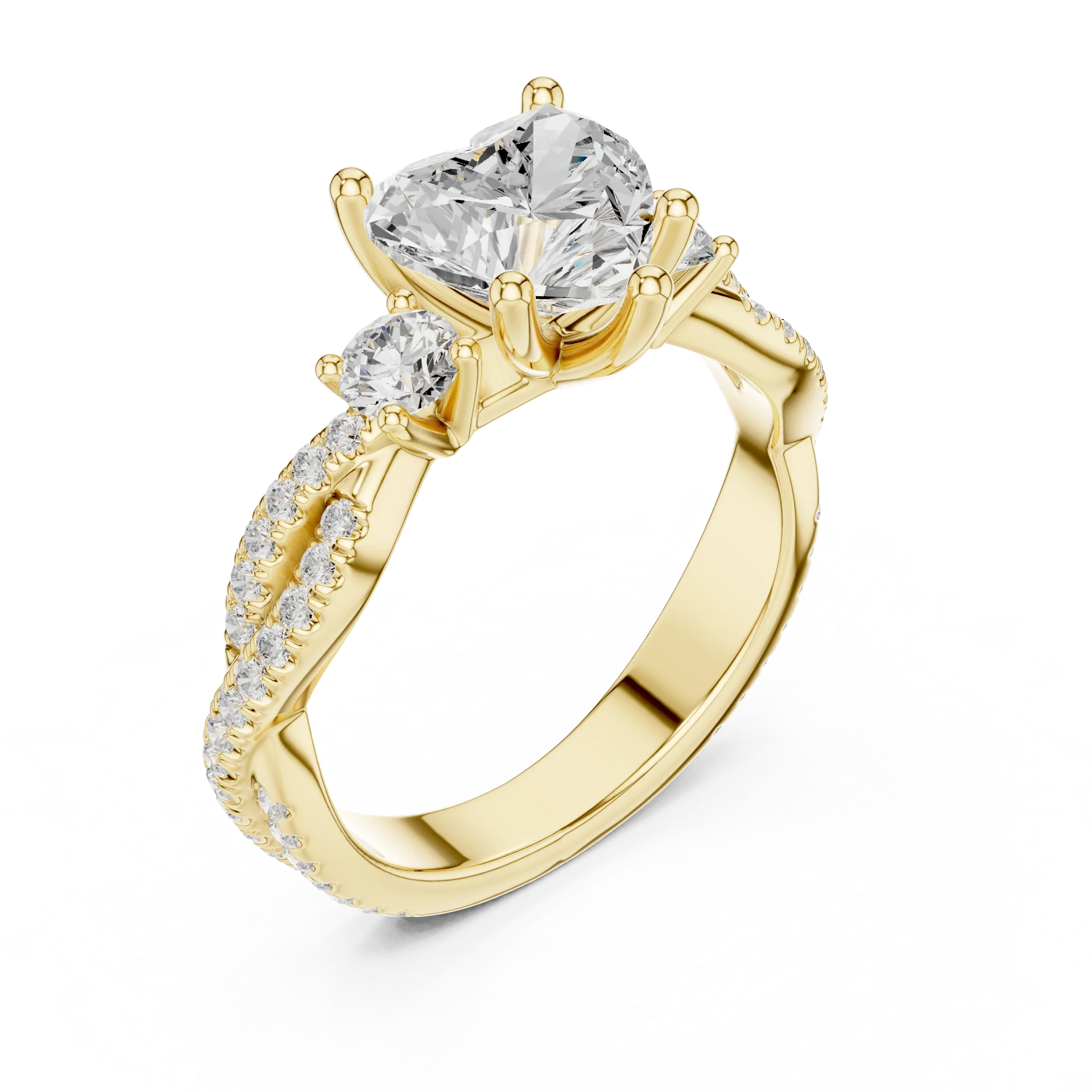 2.81 CTW Heart Cut Classic Pavé Moissanite Halo Engagement Diamond Ring in 10K White Gold