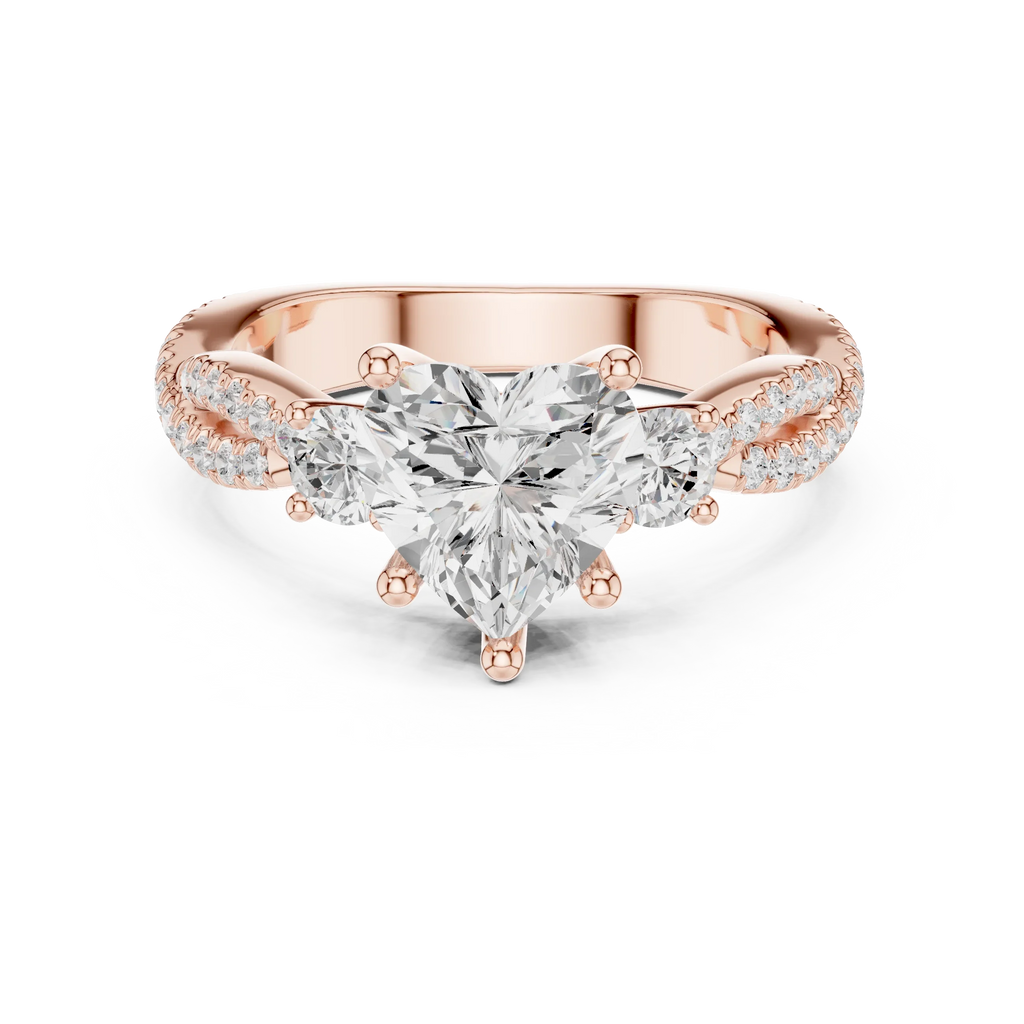 2.81 CTW Heart Cut Classic Pavé Moissanite Halo Engagement Diamond Ring in 10K White Gold