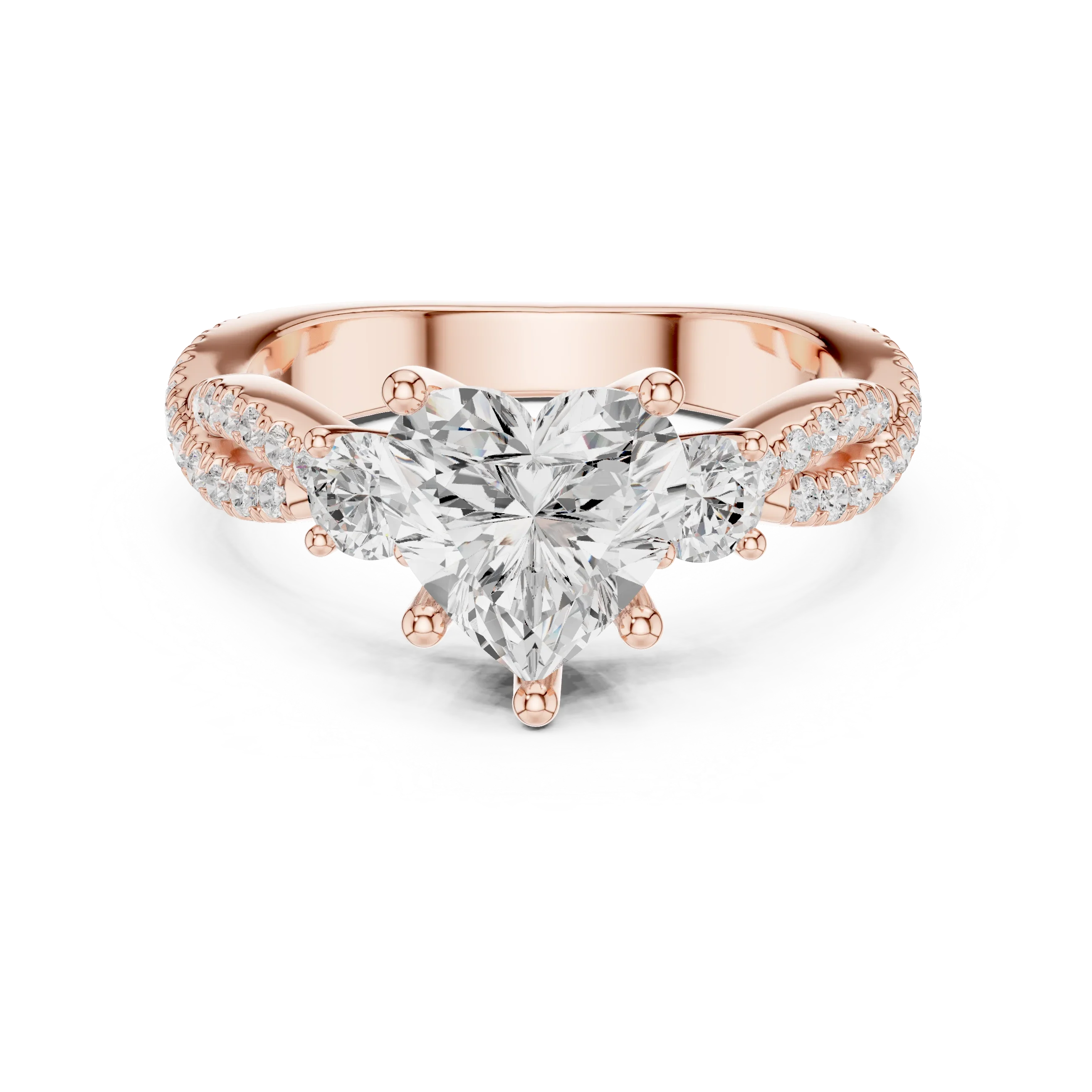 2.81 CTW Heart Cut Classic Pavé Moissanite Halo Engagement Diamond Ring in 10K White Gold