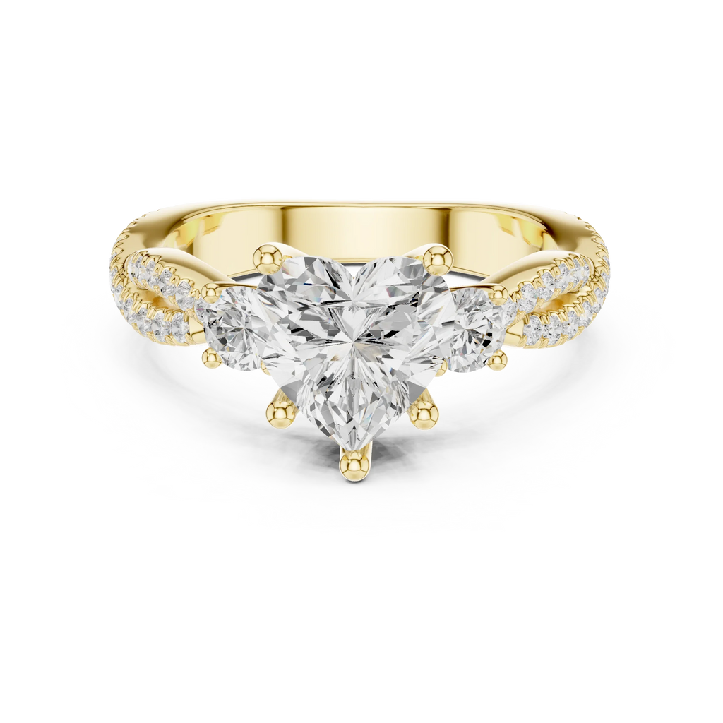2.81 CTW Heart Cut Classic Pavé Moissanite Halo Engagement Diamond Ring in 10K White Gold