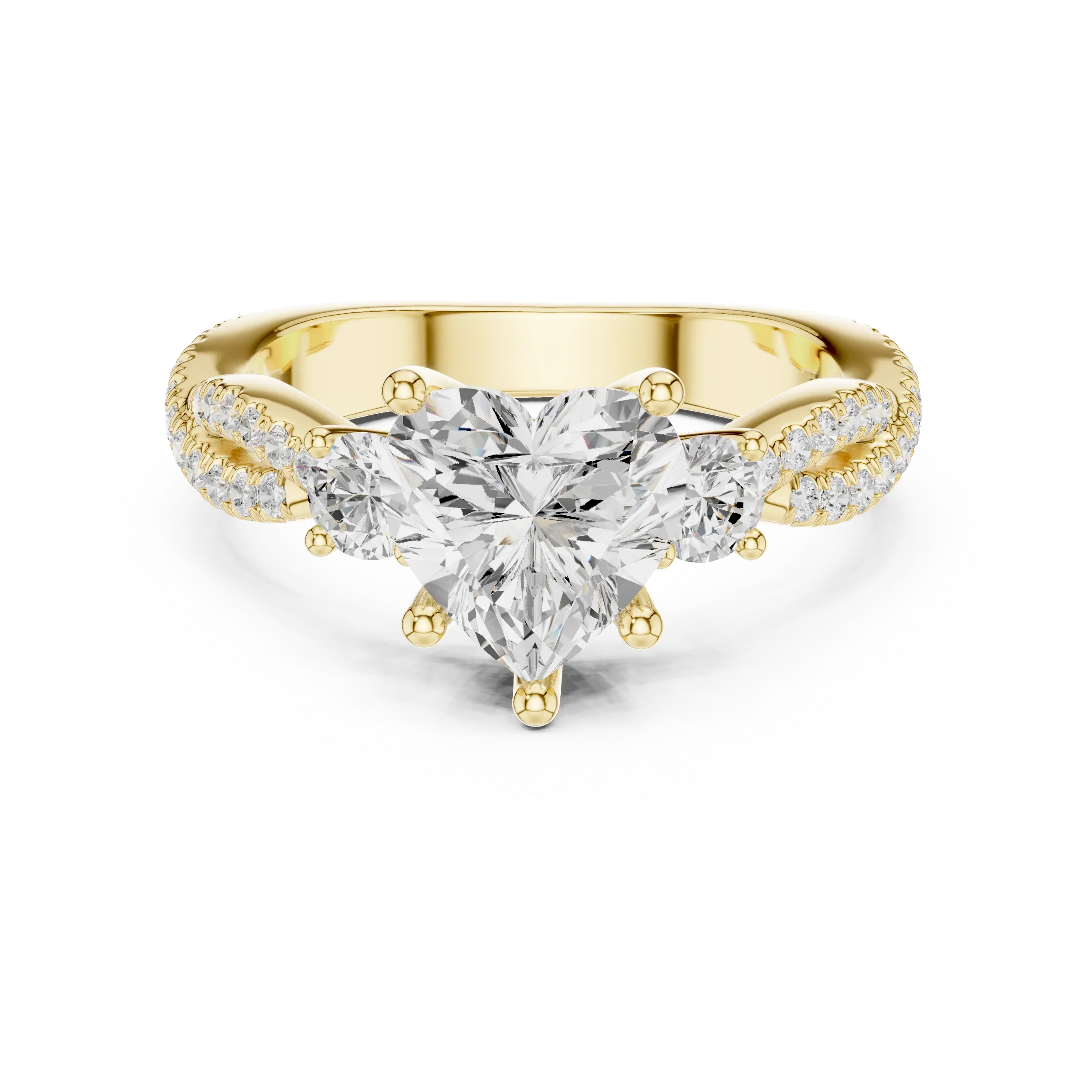 2.81 CTW Heart Cut Classic Pavé Moissanite Halo Engagement Diamond Ring in 10K White Gold