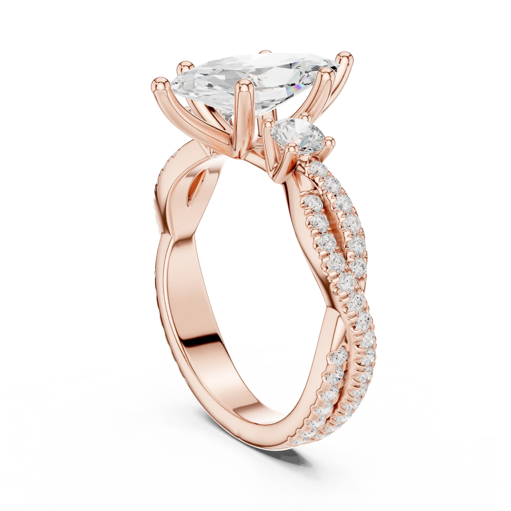 2.81 CTW Marquise Cut Classic Pavé Moissanite Halo Engagement Diamond Ring in 10K White Gold