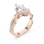 2.81 CTW Marquise Cut Classic Pavé Moissanite Halo Engagement Diamond Ring in 10K White Gold