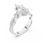 2.81 CTW Marquise Cut Classic Pavé Moissanite Halo Engagement Diamond Ring in 10K White Gold