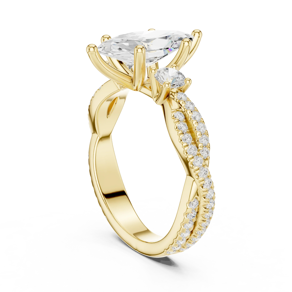 2.81 CTW Marquise Cut Classic Pavé Moissanite Halo Engagement Diamond Ring in 10K White Gold