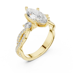 2.81 CTW Marquise Cut Classic Pavé Moissanite Halo Engagement Diamond Ring in 10K White Gold