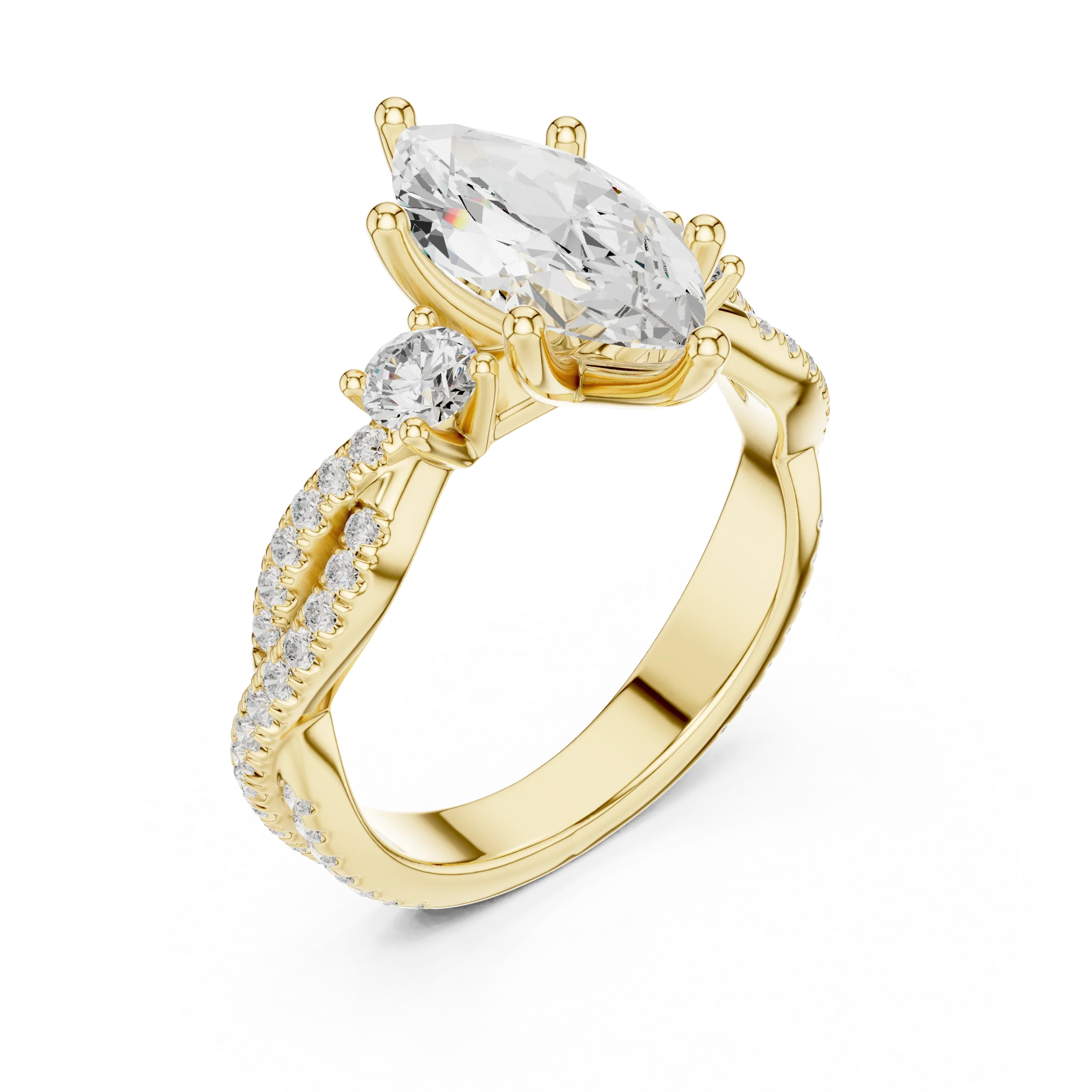 2.81 CTW Marquise Cut Classic Pavé Moissanite Halo Engagement Diamond Ring in 10K White Gold