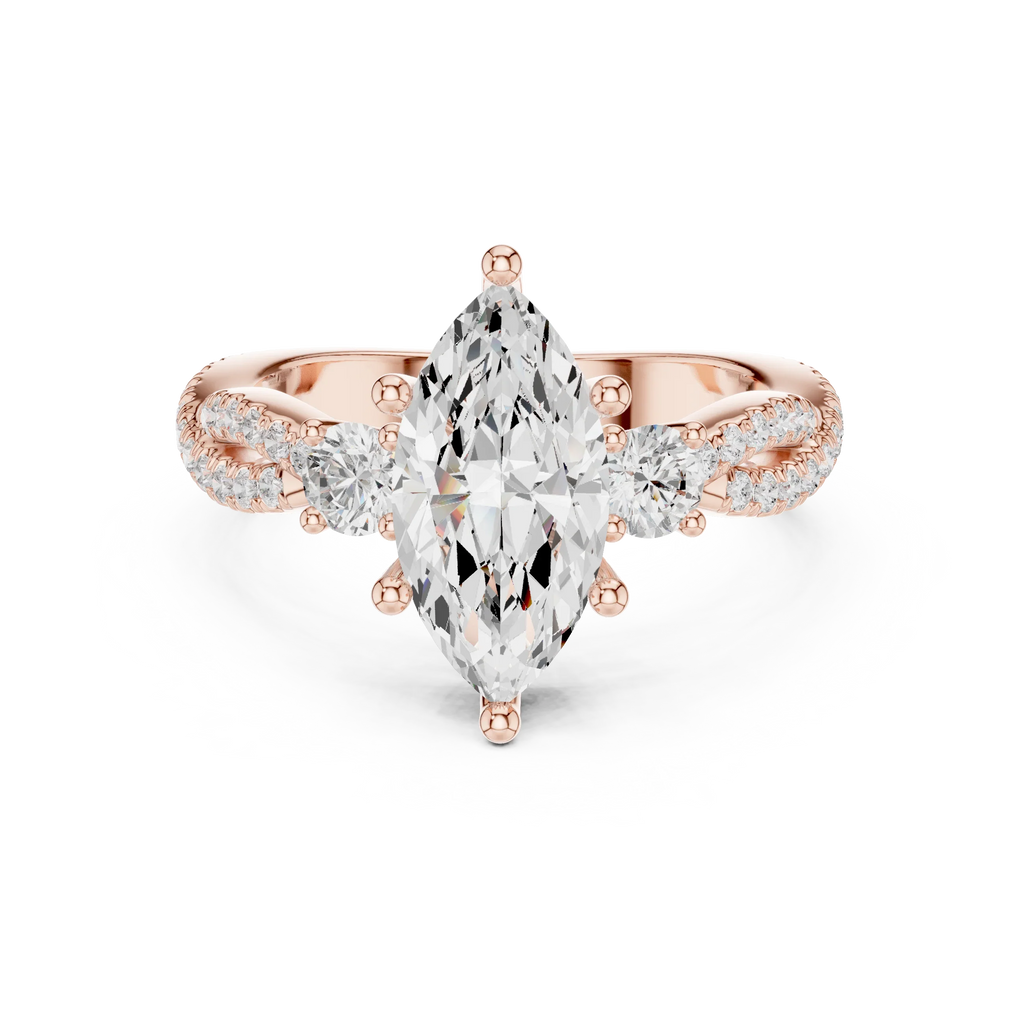 2.81 CTW Marquise Cut Classic Pavé Moissanite Halo Engagement Diamond Ring in 10K White Gold