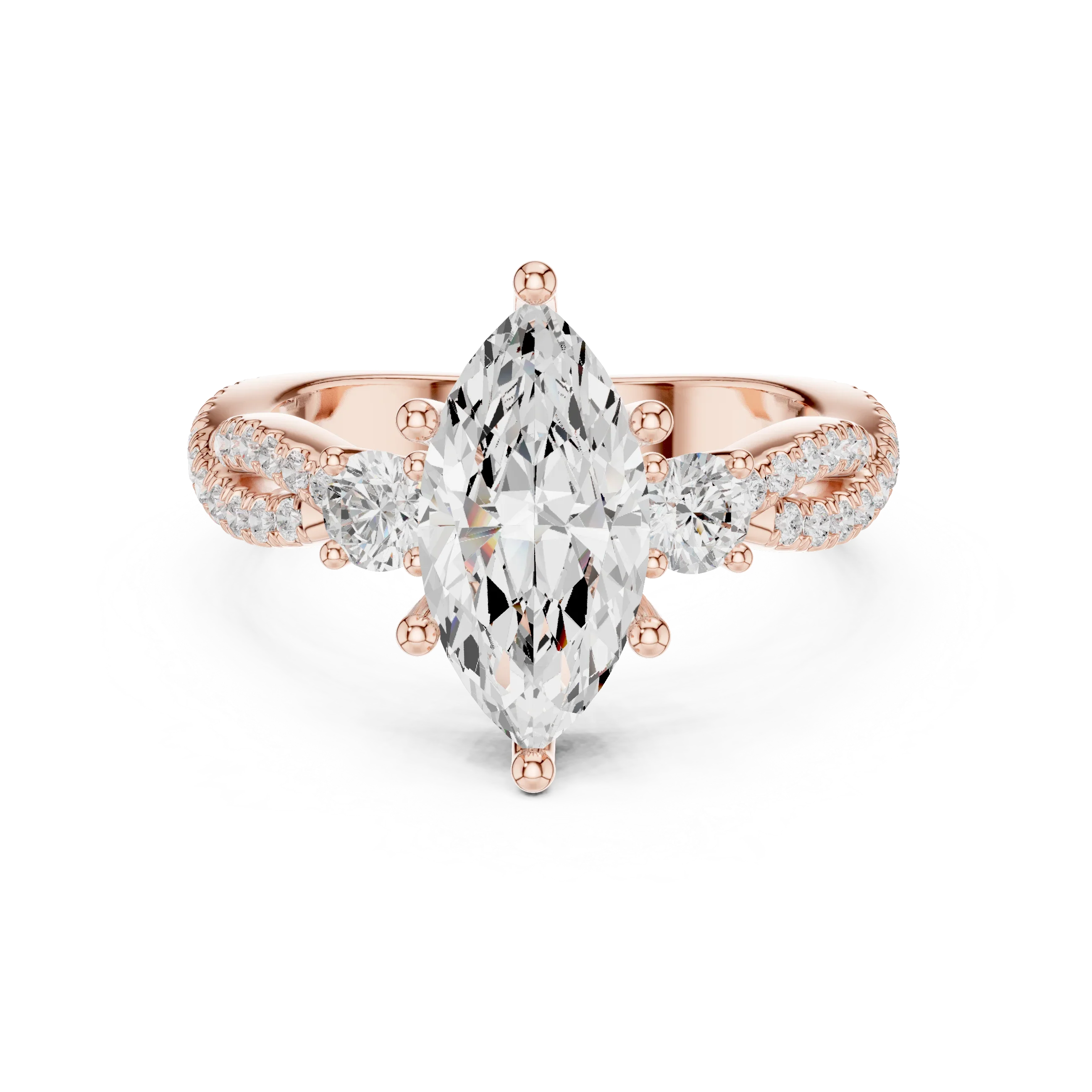 2.81 CTW Marquise Cut Classic Pavé Moissanite Halo Engagement Diamond Ring in 10K White Gold