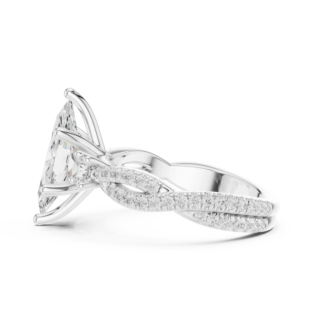 2.81 CTW Marquise Cut Classic Pavé Moissanite Halo Engagement Diamond Ring in 10K White Gold