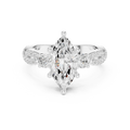 2.81 CTW Marquise Cut Classic Pavé Moissanite Halo Engagement Diamond Ring in 10K White Gold