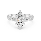 2.81 CTW Marquise Cut Classic Pavé Moissanite Halo Engagement Diamond Ring in 10K White Gold