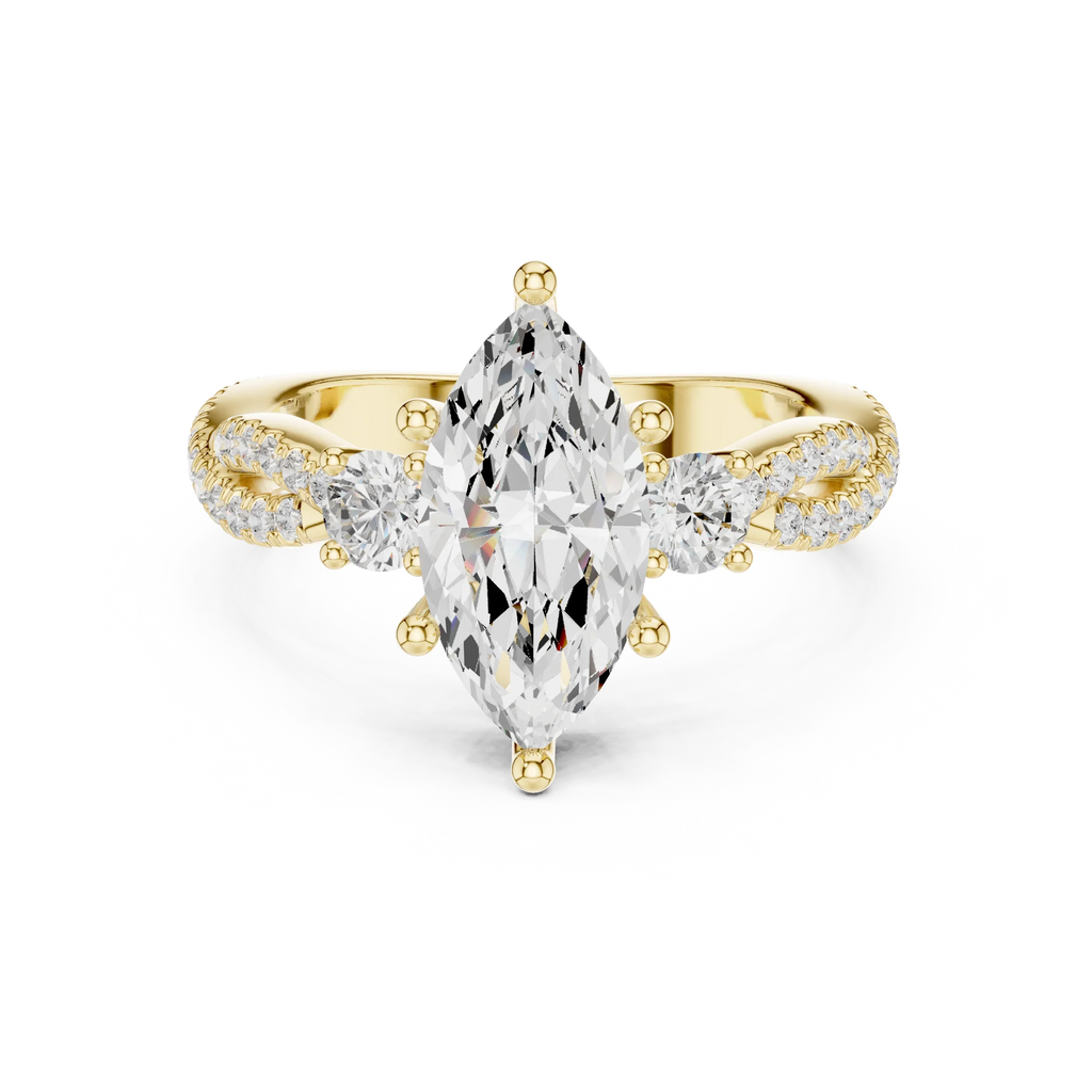2.81 CTW Marquise Cut Classic Pavé Moissanite Halo Engagement Diamond Ring in 10K White Gold