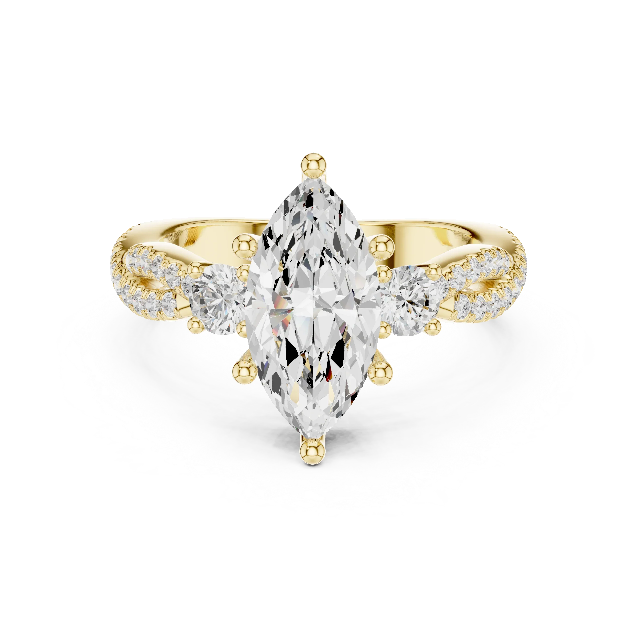 2.81 CTW Marquise Cut Classic Pavé Moissanite Halo Engagement Diamond Ring in 10K White Gold