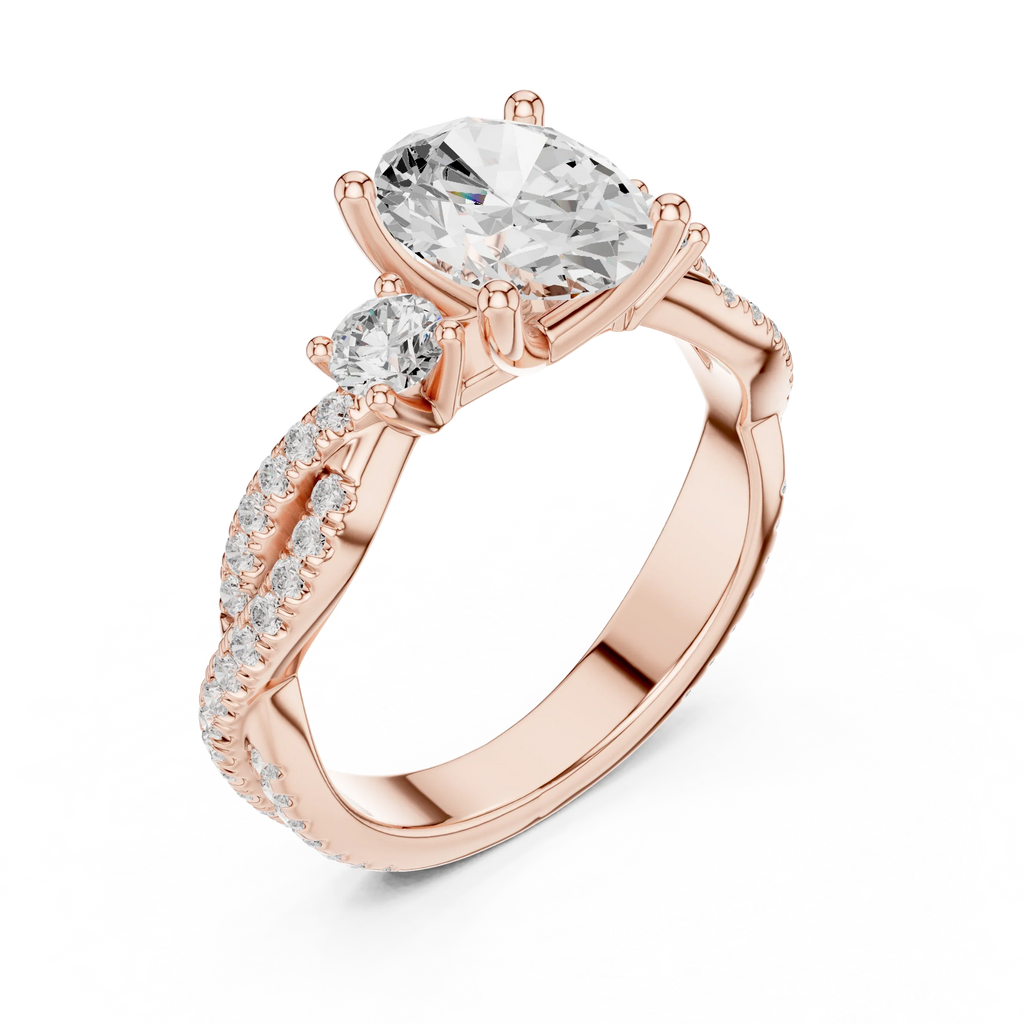 2.81 CTW Oval Cut Classic Pavé Moissanite Halo Engagement Diamond Ring in 10K White Gold