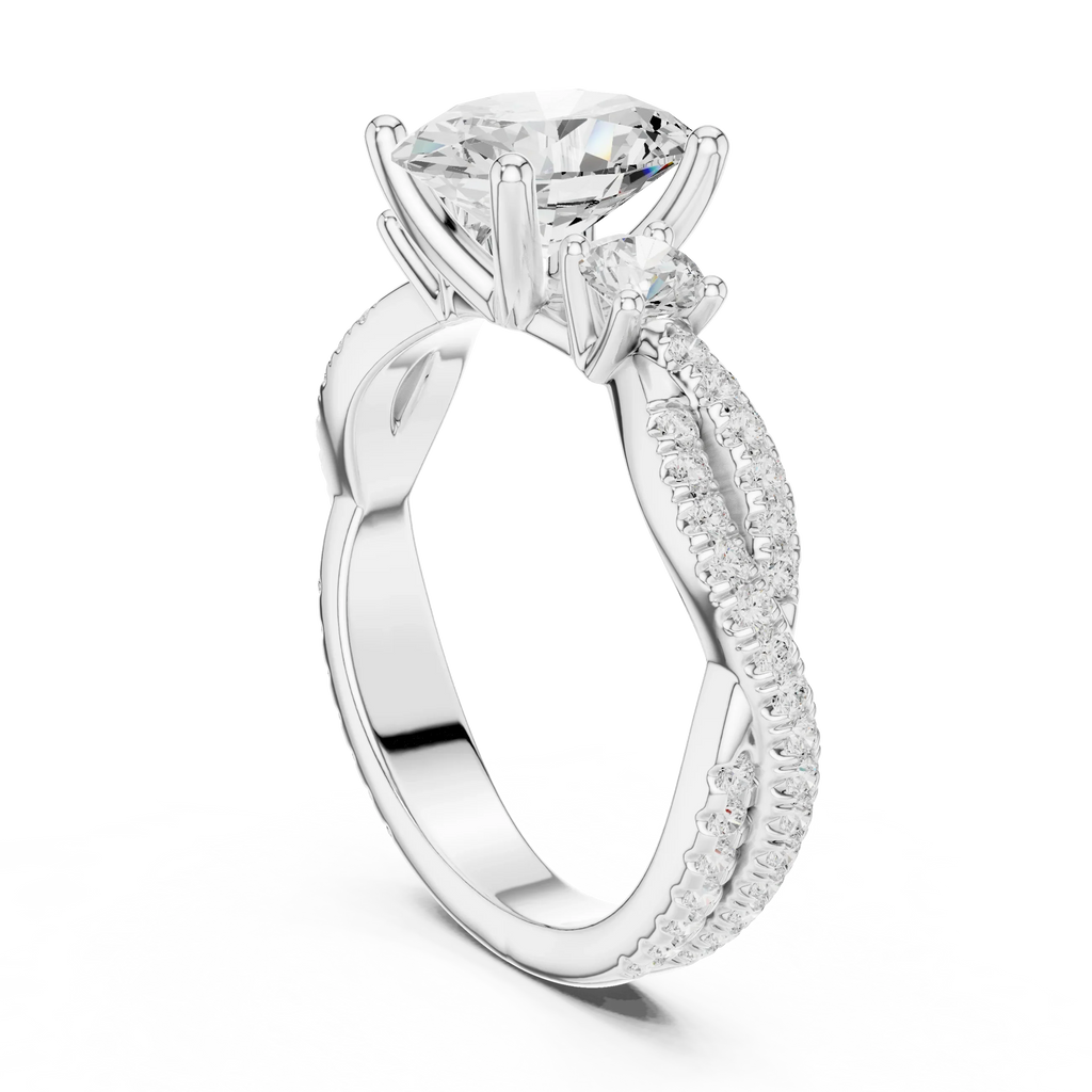 2.81 CTW Oval Cut Classic Pavé Moissanite Halo Engagement Diamond Ring in 10K White Gold