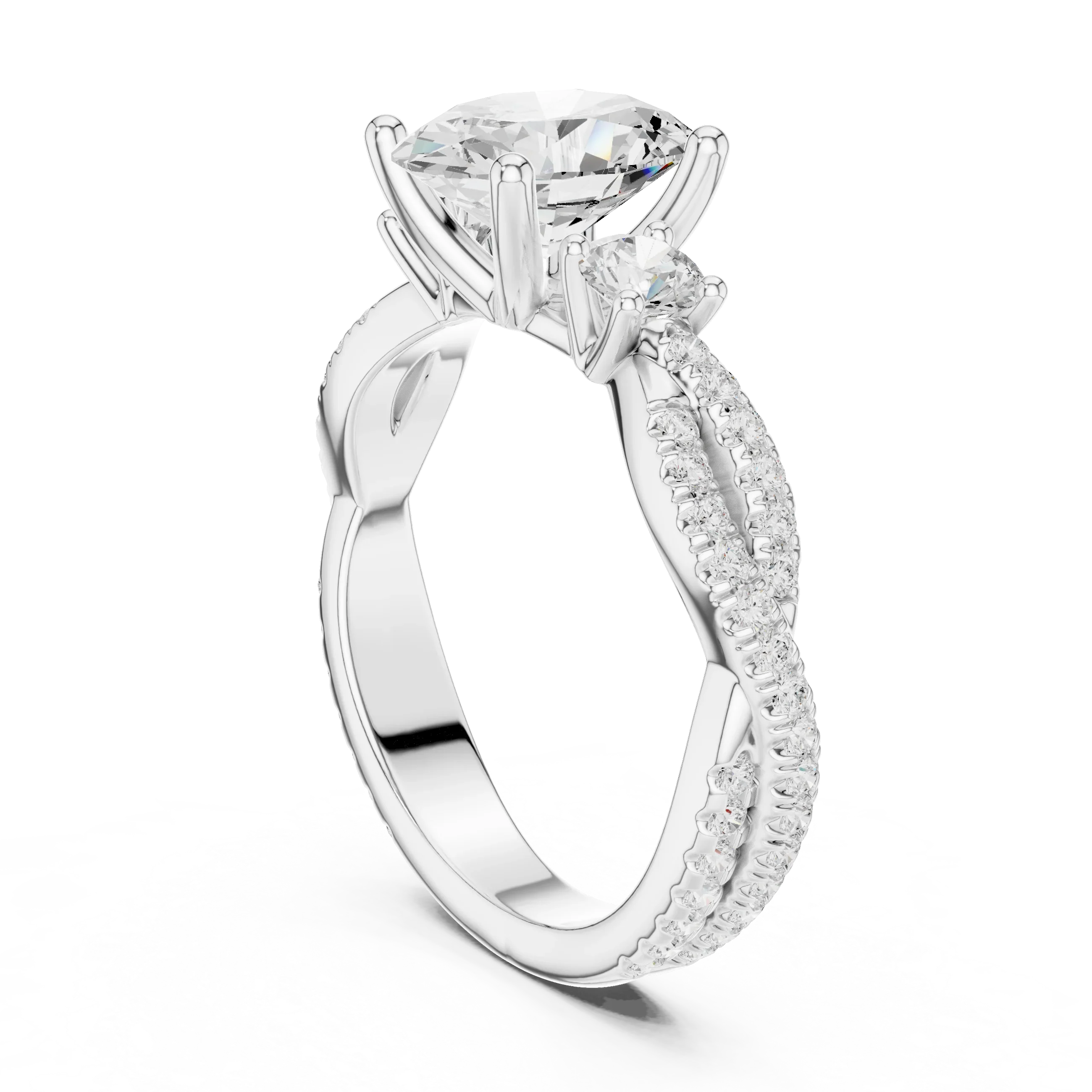 2.81 CTW Oval Cut Classic Pavé Moissanite Halo Engagement Diamond Ring in 10K White Gold