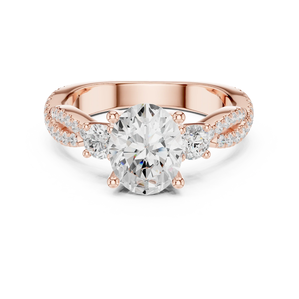 2.81 CTW Oval Cut Classic Pavé Moissanite Halo Engagement Diamond Ring in 10K White Gold