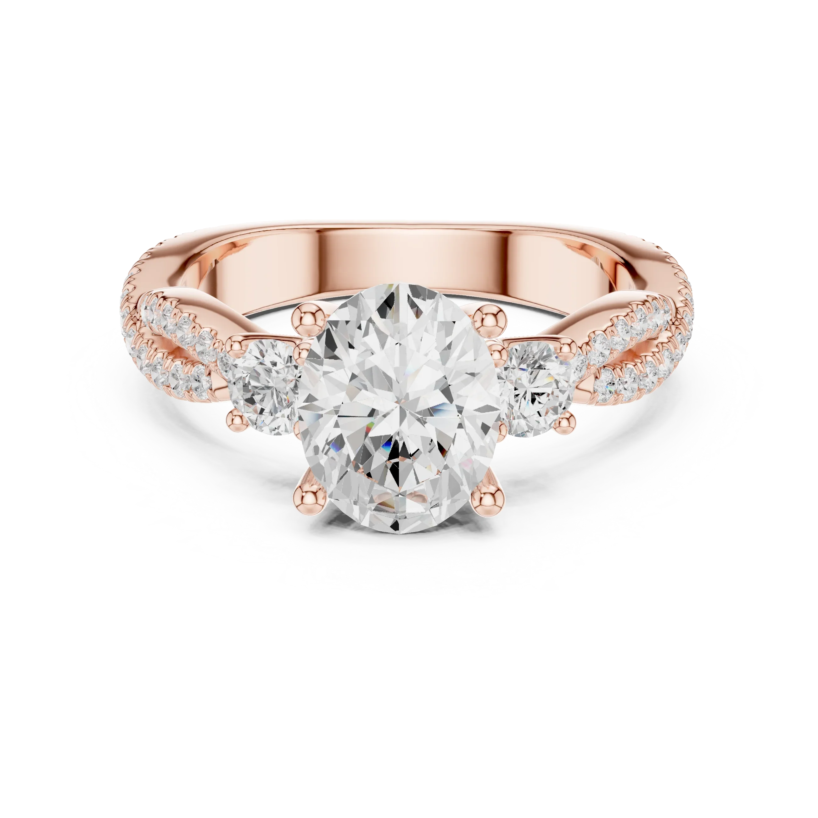 2.81 CTW Oval Cut Classic Pavé Moissanite Halo Engagement Diamond Ring in 10K White Gold