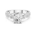 2.81 CTW Oval Cut Classic Pavé Moissanite Halo Engagement Diamond Ring in 10K White Gold