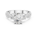 2.81 CTW Oval Cut Classic Pavé Moissanite Halo Engagement Diamond Ring in 10K White Gold