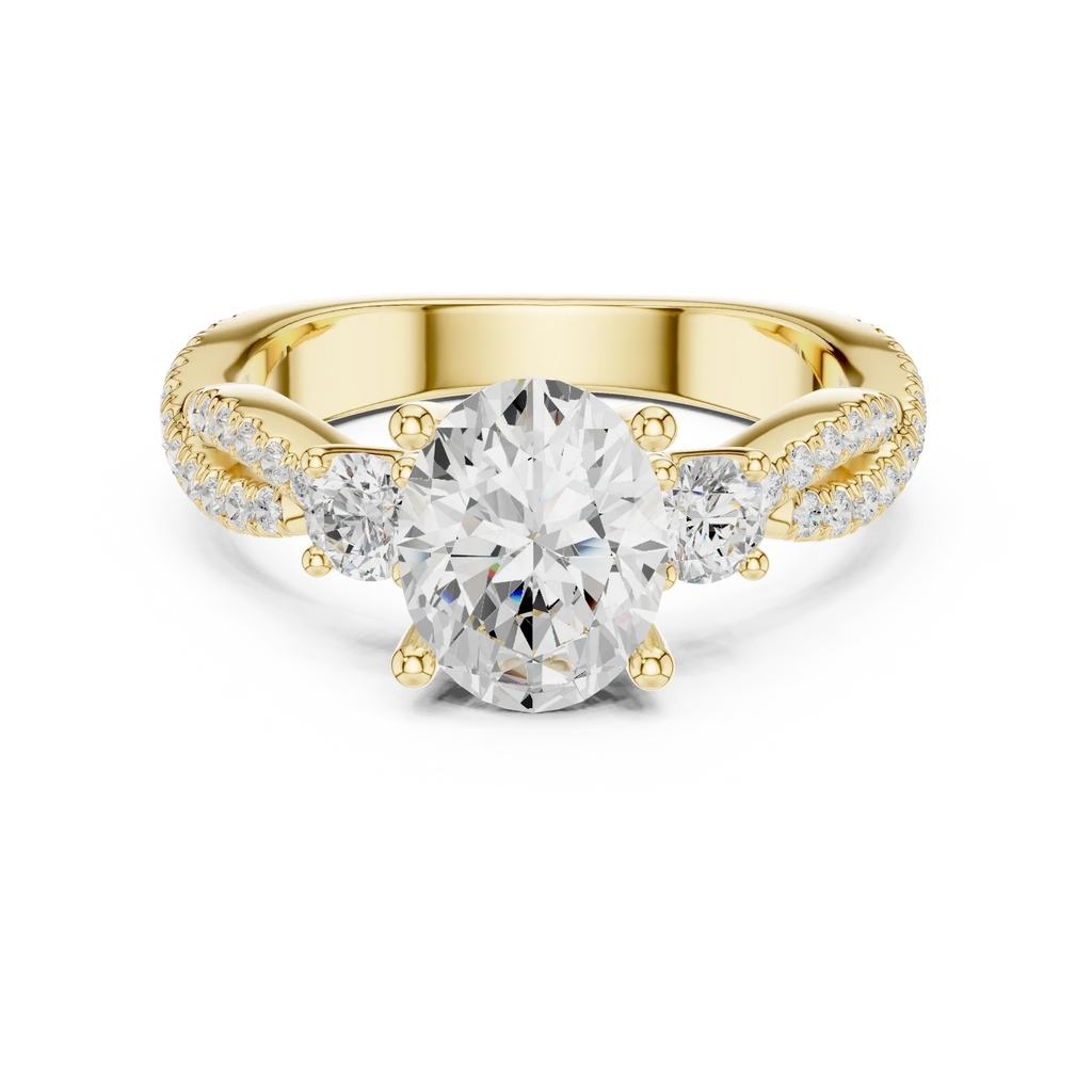 2.81 CTW Oval Cut Classic Pavé Moissanite Halo Engagement Diamond Ring in 10K White Gold