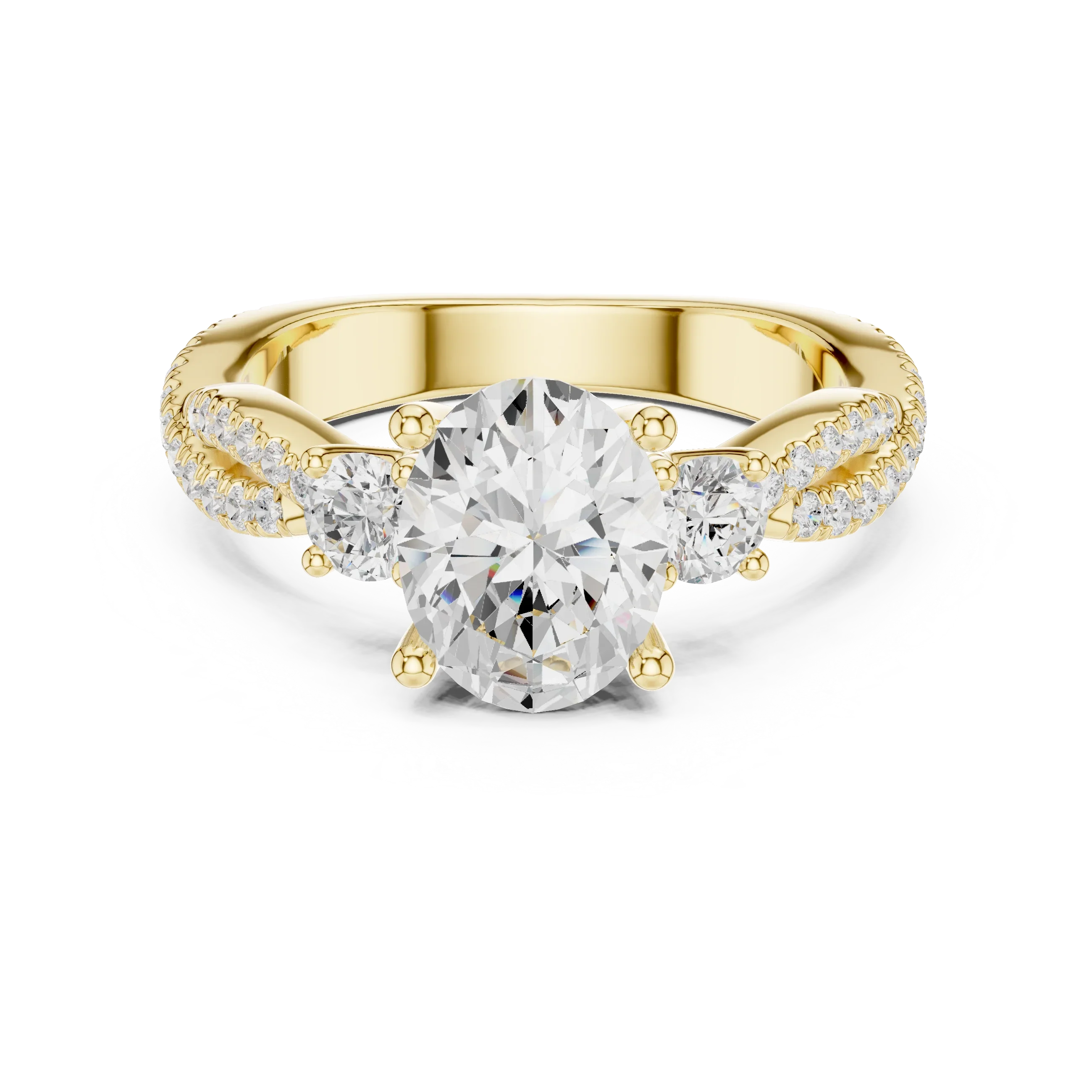 2.81 CTW Oval Cut Classic Pavé Moissanite Halo Engagement Diamond Ring in 10K White Gold