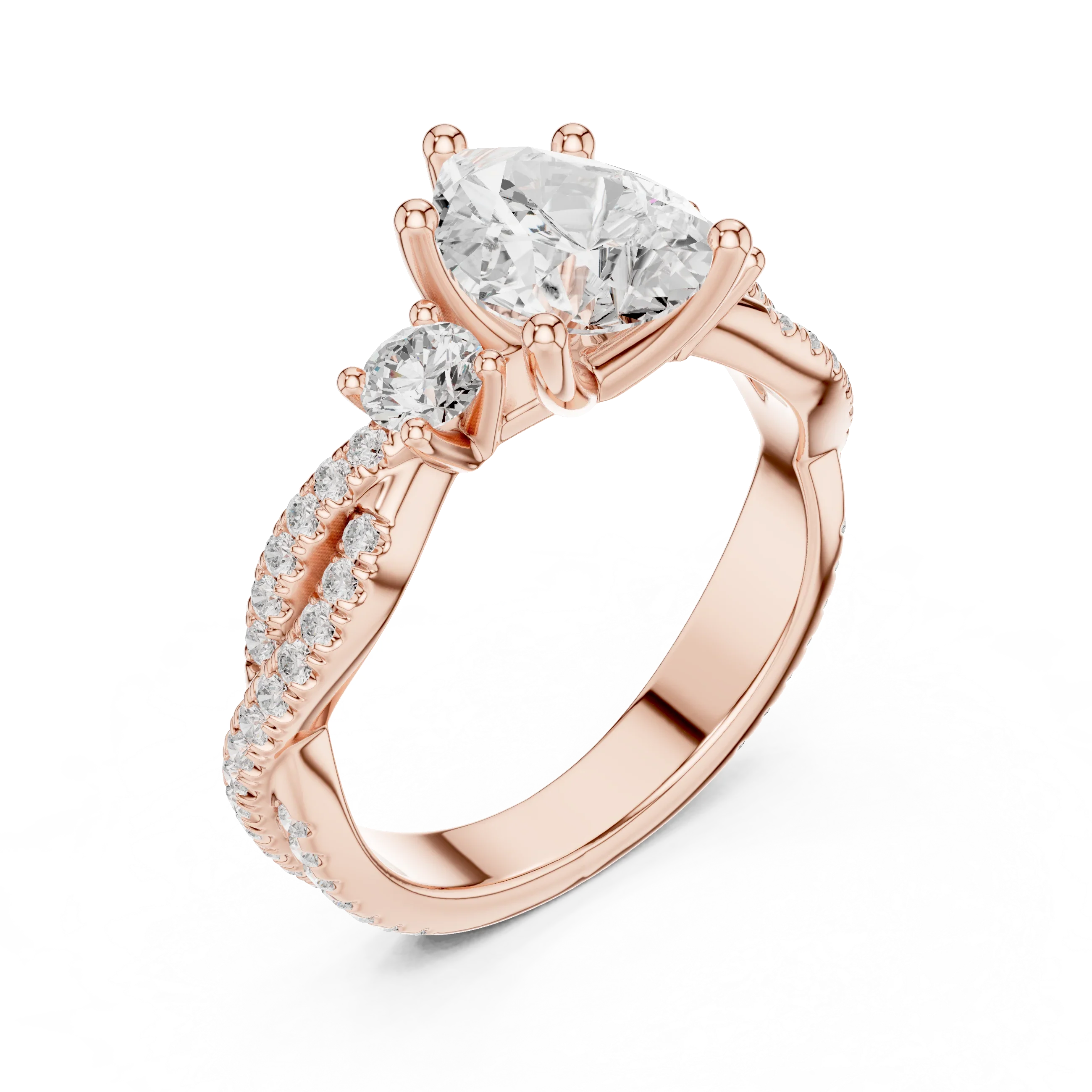 2.81 CTW Pear Cut Classic Pavé Moissanite Halo Engagement Diamond Ring in 10K White Gold