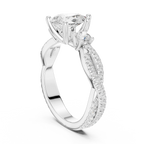 2.81 CTW Pear Cut Classic Pavé Moissanite Halo Engagement Diamond Ring in 10K White Gold