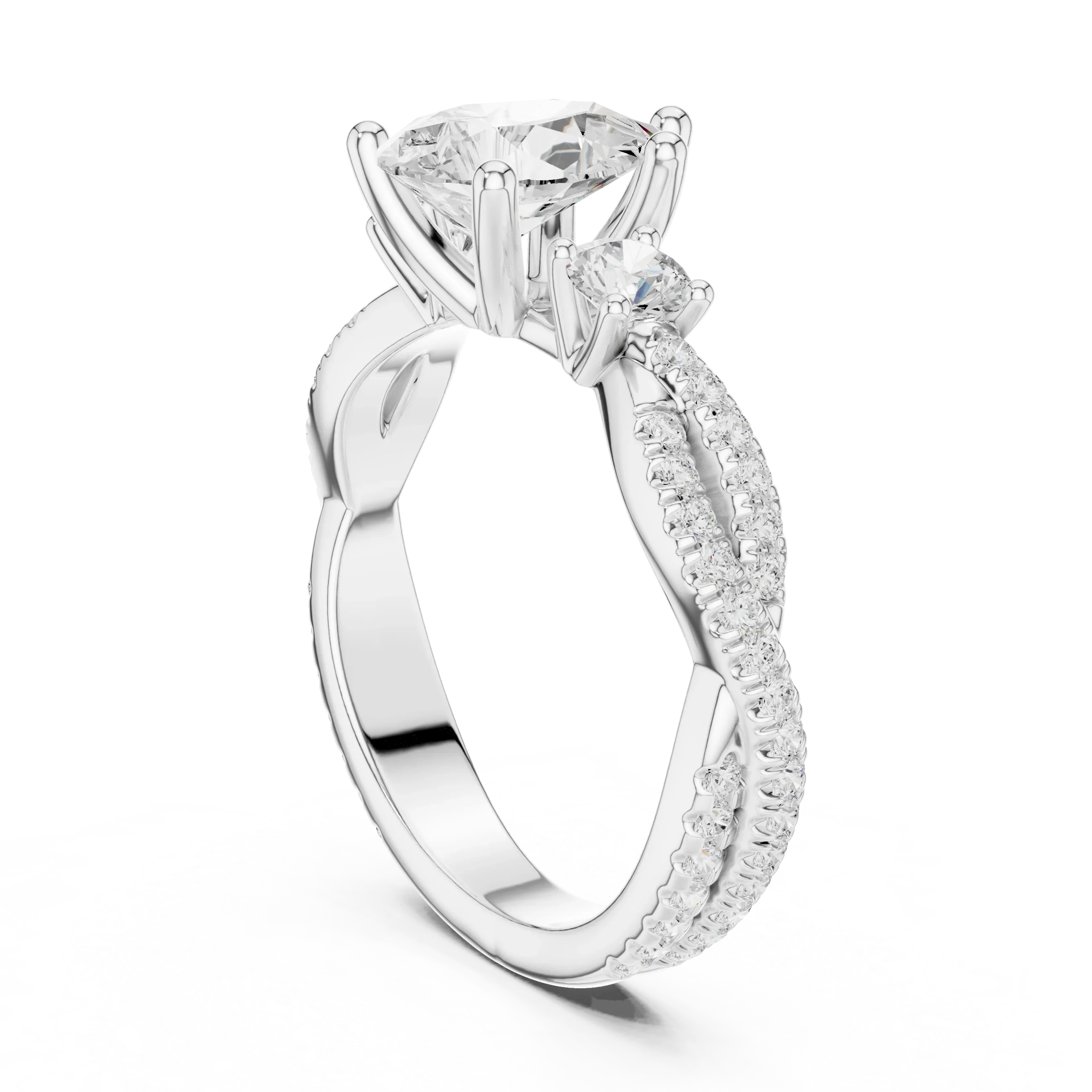 2.81 CTW Pear Cut Classic Pavé Moissanite Halo Engagement Diamond Ring in 10K White Gold