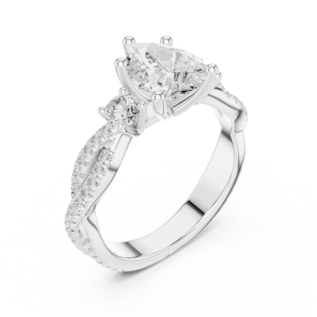 2.81 CTW Pear Cut Classic Pavé Moissanite Halo Engagement Diamond Ring in 10K White Gold