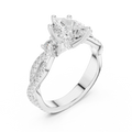 2.81 CTW Pear Cut Classic Pavé Moissanite Halo Engagement Diamond Ring in 10K White Gold