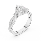 2.81 CTW Pear Cut Classic Pavé Moissanite Halo Engagement Diamond Ring in 10K White Gold