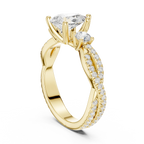 2.81 CTW Pear Cut Classic Pavé Moissanite Halo Engagement Diamond Ring in 10K White Gold