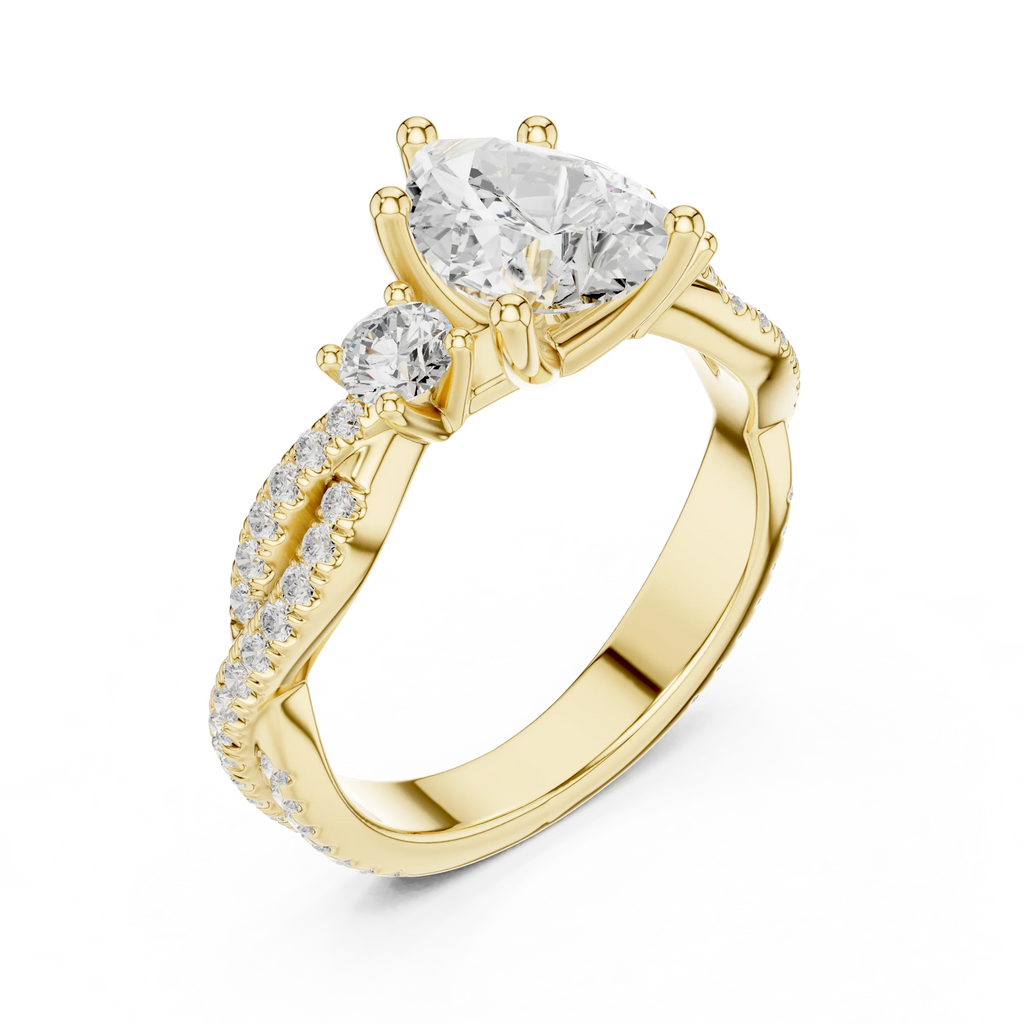 2.81 CTW Pear Cut Classic Pavé Moissanite Halo Engagement Diamond Ring in 10K White Gold