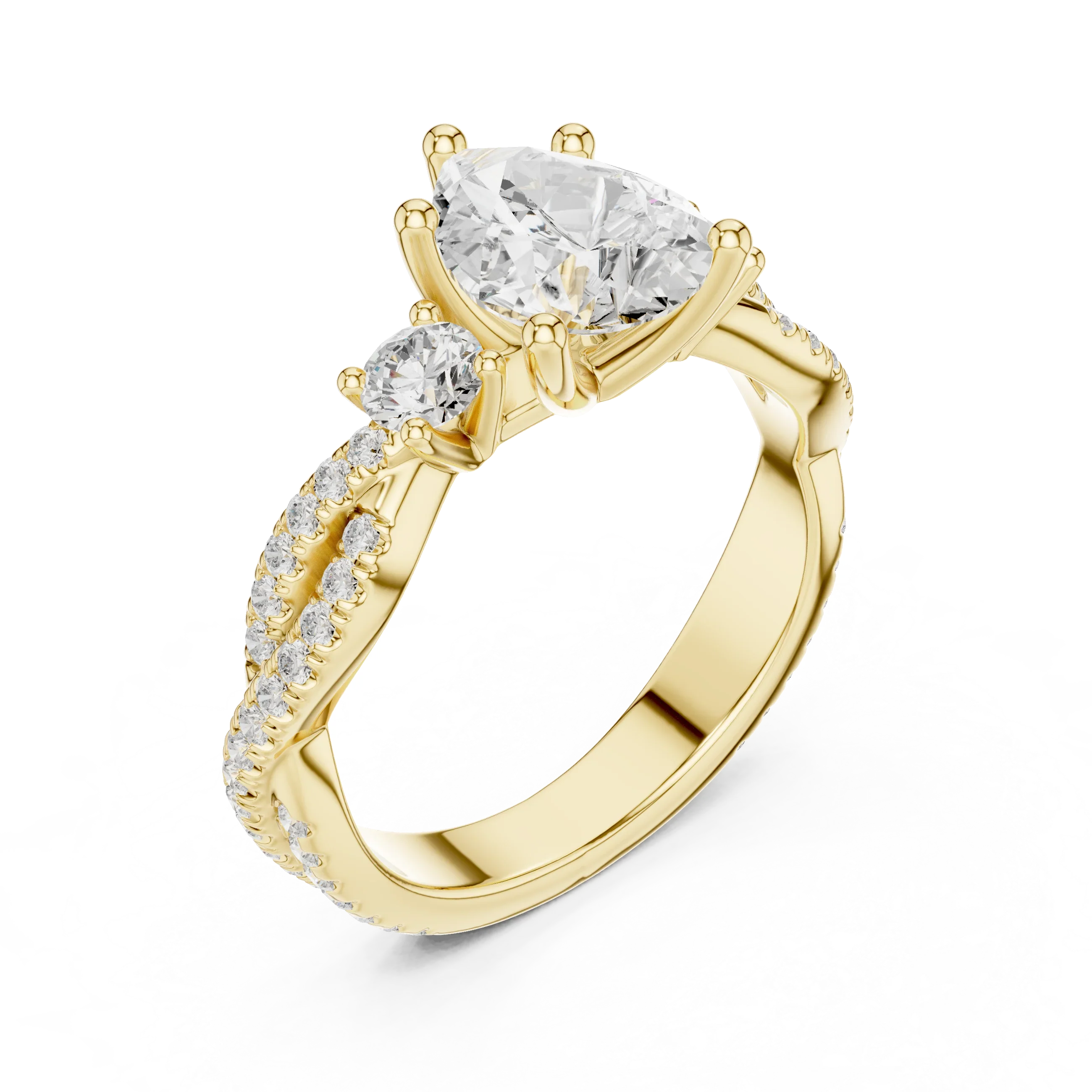2.81 CTW Pear Cut Classic Pavé Moissanite Halo Engagement Diamond Ring in 10K White Gold