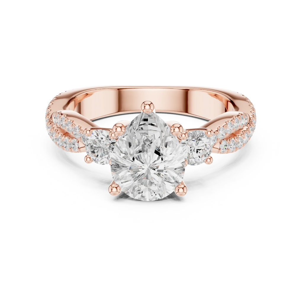 2.81 CTW Pear Cut Classic Pavé Moissanite Halo Engagement Diamond Ring in 10K White Gold