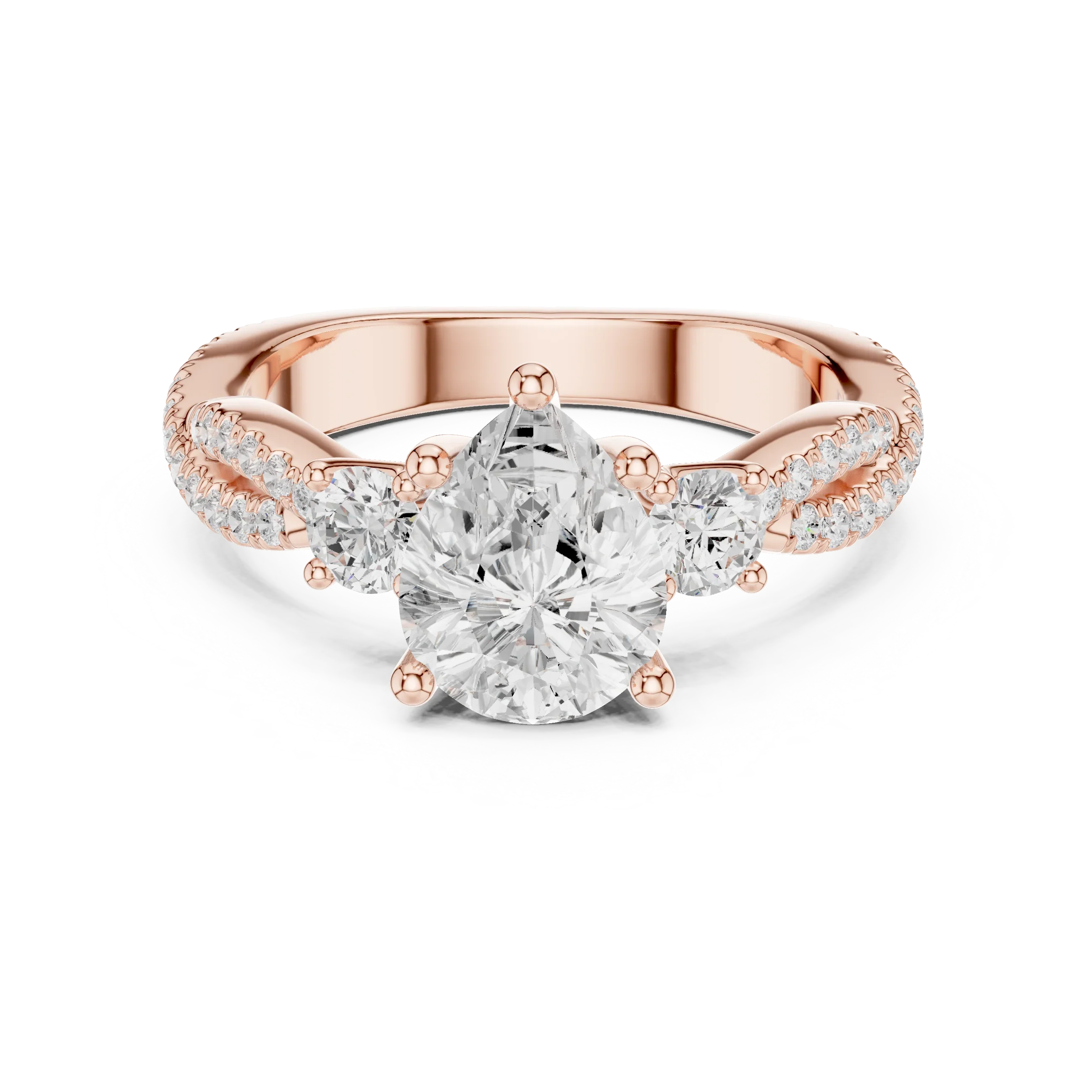 2.81 CTW Pear Cut Classic Pavé Moissanite Halo Engagement Diamond Ring in 10K White Gold
