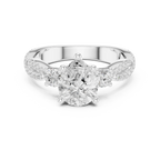 2.81 CTW Pear Cut Classic Pavé Moissanite Halo Engagement Diamond Ring in 10K White Gold