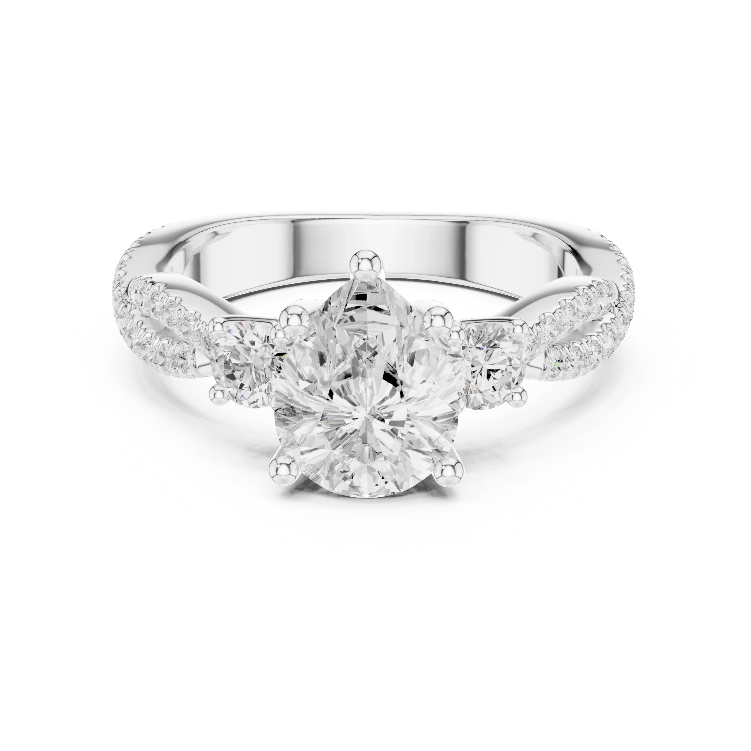 2.81 CTW Pear Cut Classic Pavé Moissanite Halo Engagement Diamond Ring in 10K White Gold