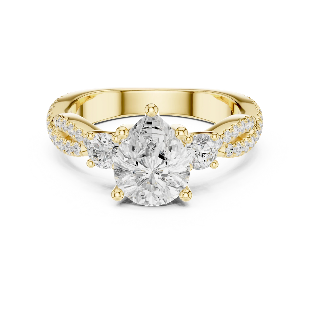 2.81 CTW Pear Cut Classic Pavé Moissanite Halo Engagement Diamond Ring in 10K White Gold