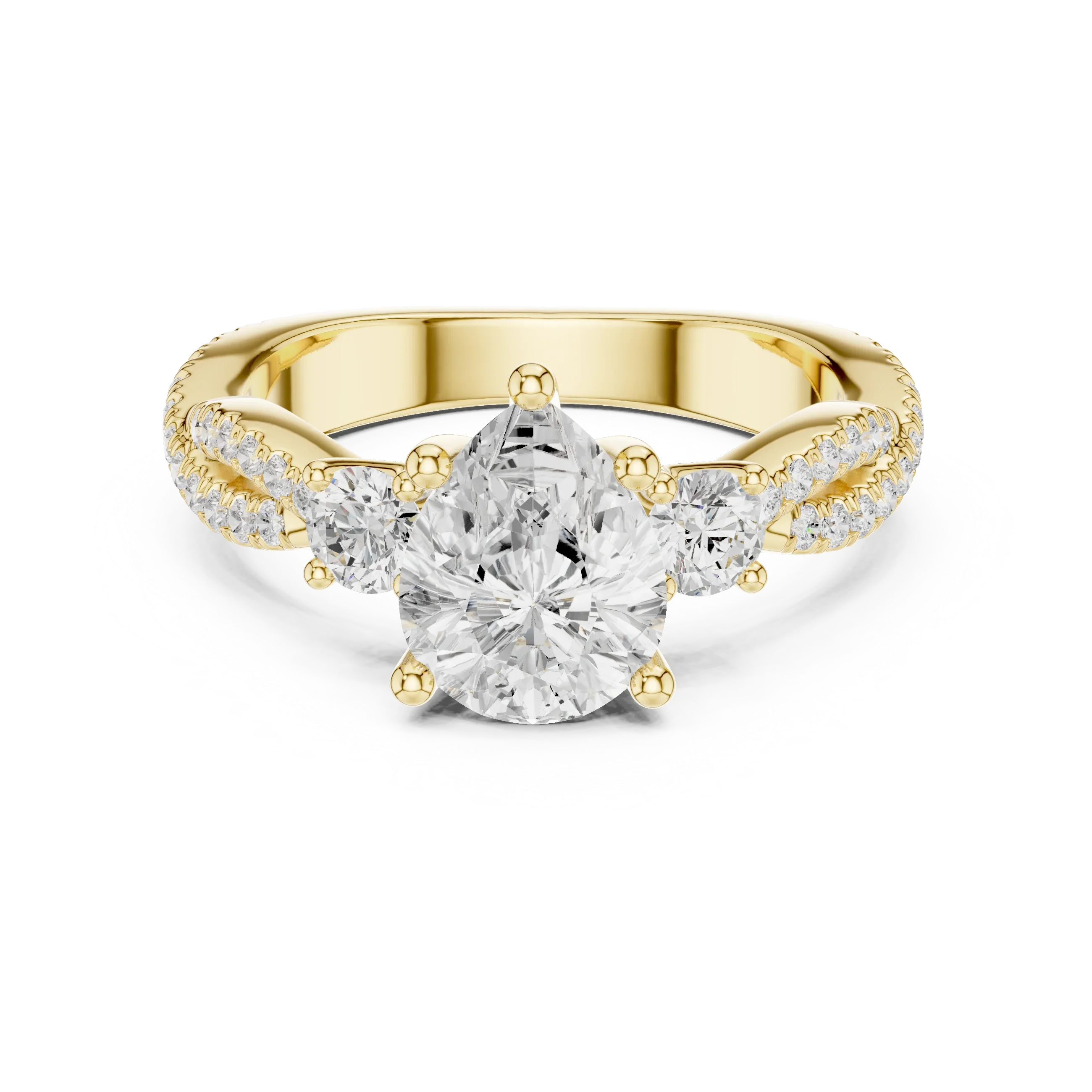 2.81 CTW Pear Cut Classic Pavé Moissanite Halo Engagement Diamond Ring in 10K White Gold