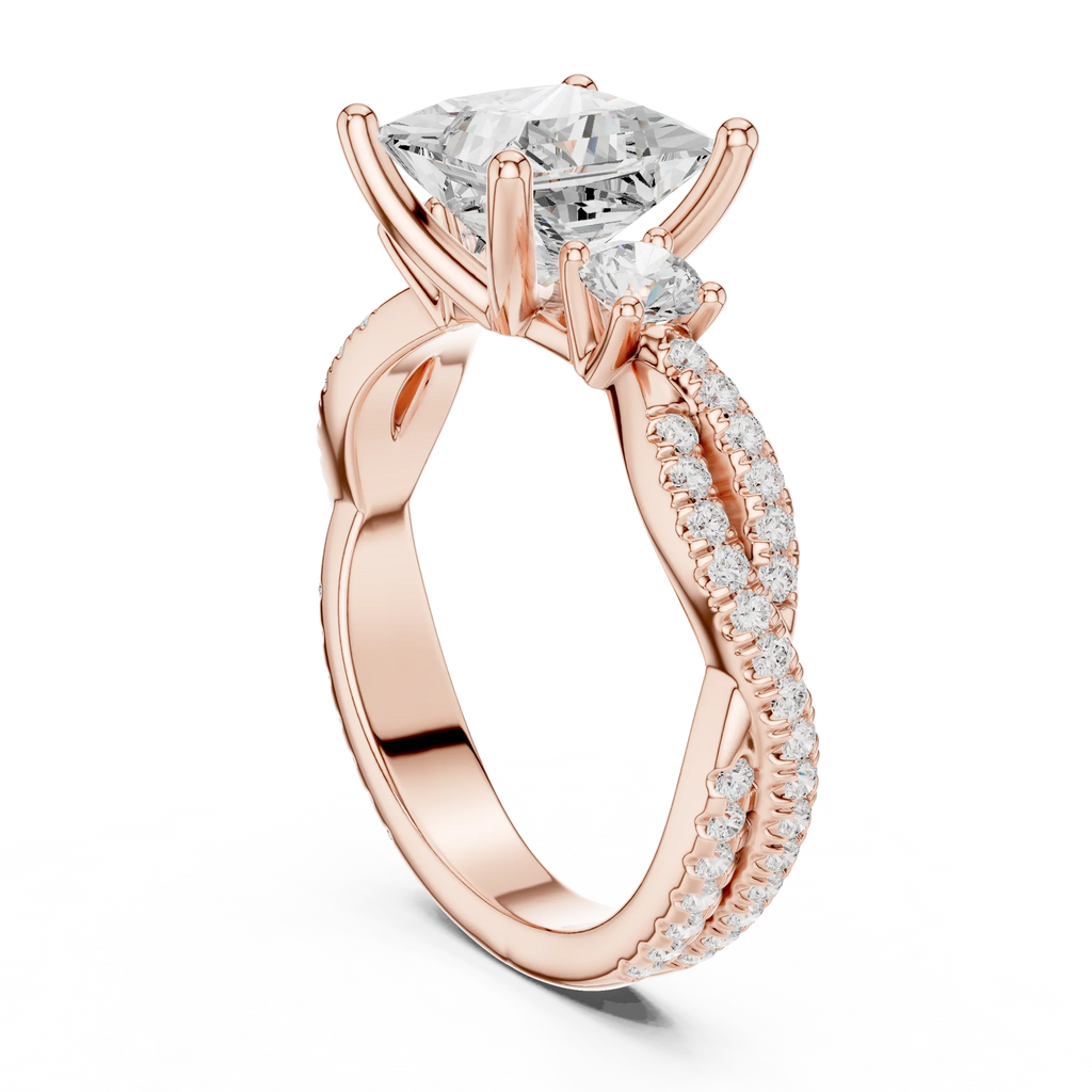 2.81 CTW Princess Cut Classic Pavé Moissanite Halo Engagement Diamond Ring in 10K White Gold