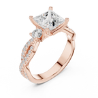 2.81 CTW Princess Cut Classic Pavé Moissanite Halo Engagement Diamond Ring in 10K White Gold